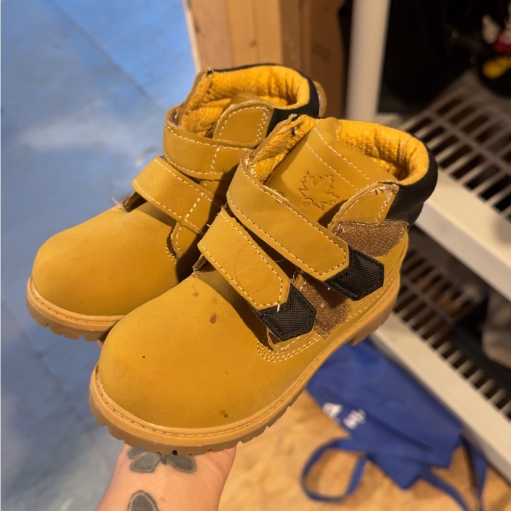 Children's Yellow Boots with Black Straps